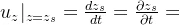 u_z|_{z=z_s}=\frac{dz_s}{dt}=\frac{\partial z_s}{\partial{t}}+\frac{\partial z_s}{\partial{x_i}}u_i|_{z=z_s} , i=1,2