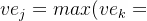 ve_{j} = max(ve_{k}+dut(<k, j>)), <k,j>\epsilon T, 2\leq j\leq n