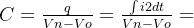 C=\frac{q}{Vn-Vo}=\frac{\int i2dt}{Vn-Vo}