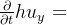 \frac{\partial }{\partial t}hu_y + \frac{\partial hu_yu_x}{x} + \frac{\partial hu_yu_y}{\partial y} = -\frac{g}{2}\frac{\partial h^2}{\partial y}-gh\frac{\partial z_b}{\partial y} + \frac{1}{\rho}[\frac{\partial (hT_{yy})}{\partial y} + \frac{\partial (hT_{yx})}{\partial x}] + \tau _{sy} -\tau _{by}