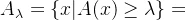 A_{\lambda}=\{ x|A(x)\geq \lambda \}