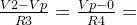 \frac{V2-Vp}{R3}=\frac{Vp-0}{R4}