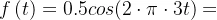 f\left ( t \right )=0.5cos(2\cdot \pi \cdot 3t)