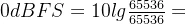 0dBFS=10lg\frac{65536}{65536}